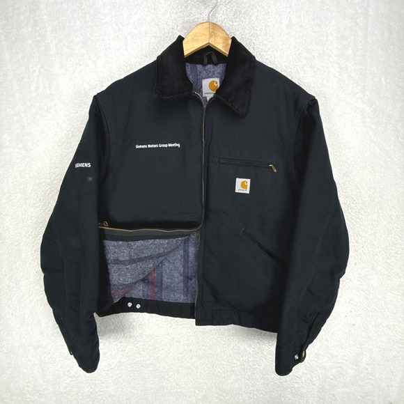 Carhartt Detroit Jacket Blanket Lined Mens Medium J001 BLK Black Logo Siemens